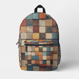 Sac À Dos Imprimé Motif de blocs en bois colorés rustiques