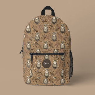 Sac À Dos Imprimé Motif de bois illustré de Chouette Brown