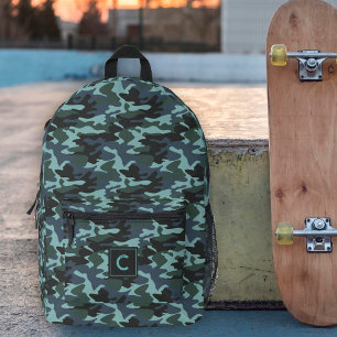 Sac À Dos Imprimé Motif de Camouflage Aqua bleu Monogramme