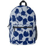 Sac À Dos Imprimé Motif de chat bleu<br><div class="desc">Indigo,  marine et motif de chatte bleu poussiéreux. Art original de Nic Squirrell.</div>