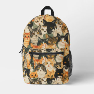 Sac À Dos Imprimé Motif de chat en carreaux