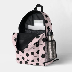 Sac À Dos Imprimé Motif de chat noir mignon Kitty rose Miaou