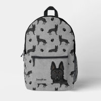 Motif de chien de berger allemand noir avec nom gr