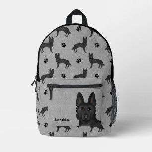 Sac À Dos Imprimé Motif de chien de berger allemand noir avec nom gr