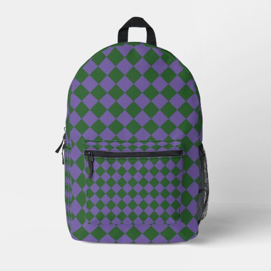 Sac À Dos Imprimé Motif de diamant Purple Green Checker (Recto)
