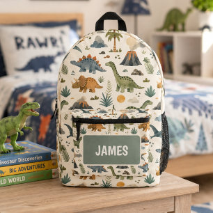 Sac À Dos Imprimé Motif de dinosaure mignon Nom personnalisé