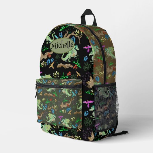 Sac À Dos Imprimé Motif de dragon de forêt enchanté (Coin arrière droit)