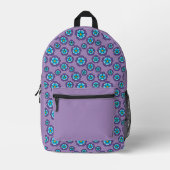 Sac À Dos Imprimé Motif de fleurs bleu violet (Recto)