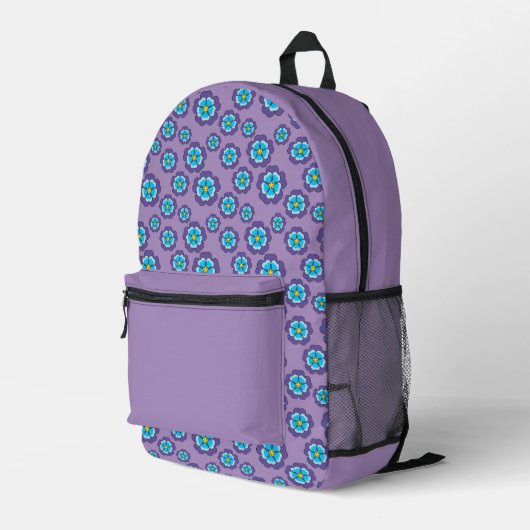 Sac À Dos Imprimé Motif de fleurs bleu violet (Coin arrière droit)