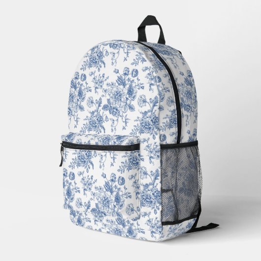 Sac À Dos Imprimé Motif de fleurs bleues (Coin arrière droit)