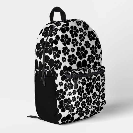 Sac À Dos Imprimé Motif de fleurs - noir et blanc (Coin arrière gauche)