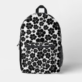 Sac À Dos Imprimé Motif de fleurs - noir et blanc (Recto)