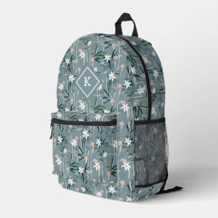 Sac À Dos Imprimé Motif de fleurs zen blanc
