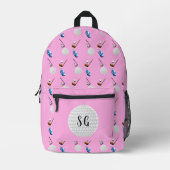 Sac À Dos Imprimé Motif de golf rose rétro Monogramme (Recto)