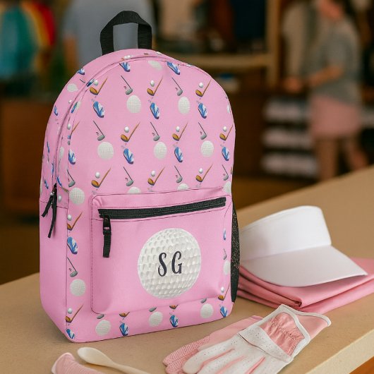 Sac À Dos Imprimé Motif de golf rose rétro Monogramme