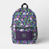 Sac À Dos Imprimé Motif de grenouilles pourpres Monogramme personnal (Recto)