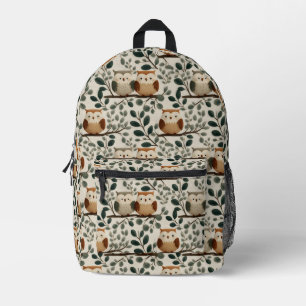 Sac À Dos Imprimé Motif de hibou et de feuille de forêt