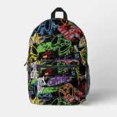Sac À Dos Imprimé Motif de jeu graffiti néon (Recto)