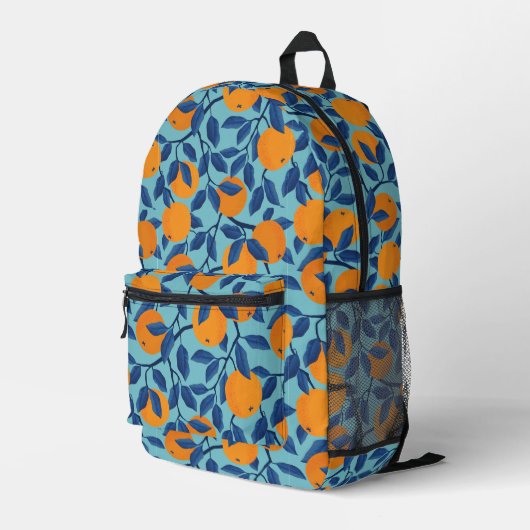 Sac À Dos Imprimé Motif de la branche orange bleue (Coin arrière droit)