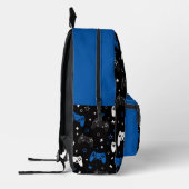 Sac À Dos Imprimé Motif de manette de jeu noir bleu avec monogramme  (Gauche)