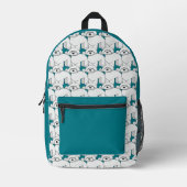 Sac À Dos Imprimé Motif de marionnettes blanc sur Turquoise (Recto)