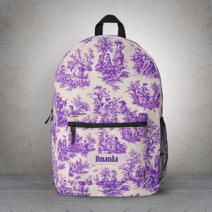 Sac À Dos Imprimé Motif de monogramme de toile florale violette vint