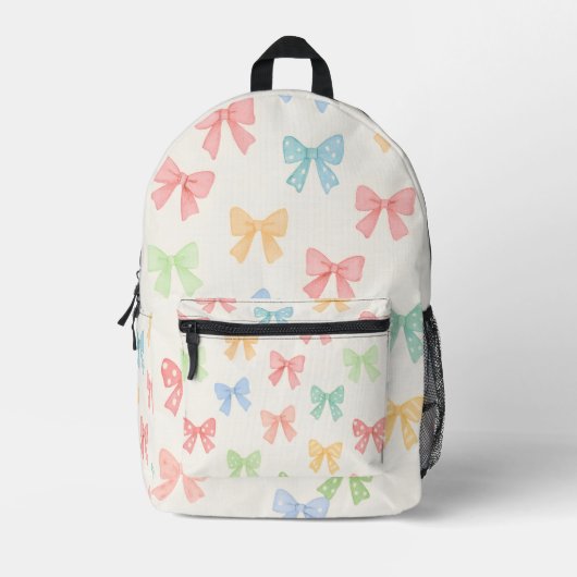 Sac À Dos Imprimé Motif de nœud coquette pastel pour fille mignonne (Recto)