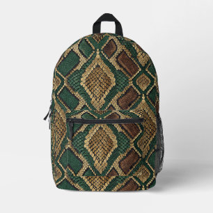 Sac À Dos Imprimé Motif de peau de serpent vert et or - Impression a