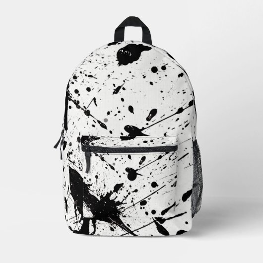 Sac À Dos Imprimé Motif de peinture noire carrelé (Recto)