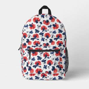 Sac À Dos Imprimé Motif de pépites d'aquarelle - Rouge, Bleu et Blan