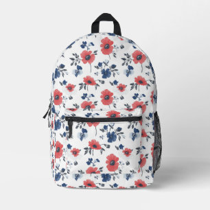 Sac À Dos Imprimé Motif de pépites d'aquarelle - Rouge, Bleu et Blan