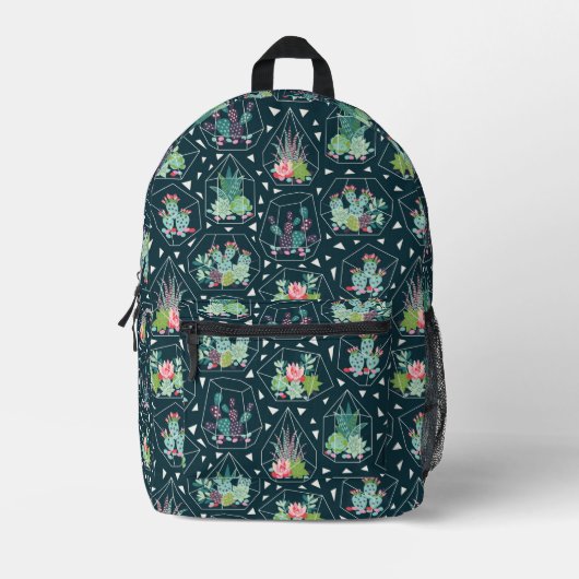 Sac À Dos Imprimé Motif de succulents géométriques (Recto)
