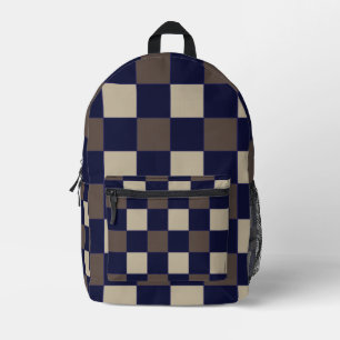 Sac À Dos Imprimé Motif de tableau de contrôle Brown bleu foncé