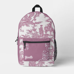 Sac À Dos Imprimé Motif de Toile Mauve et Blanc