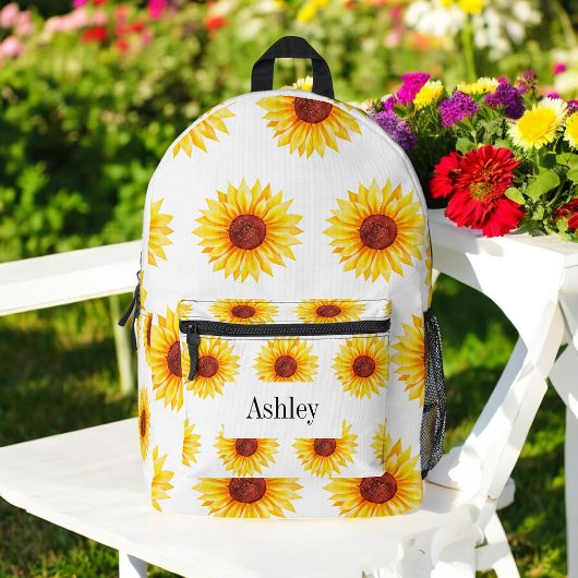 Sac À Dos Imprimé Motif de tournesol blanc jaune