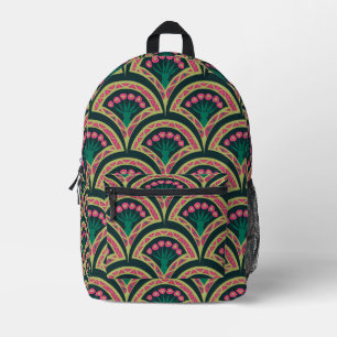 Sac À Dos Imprimé Motif de ventilateur floral rose et vert