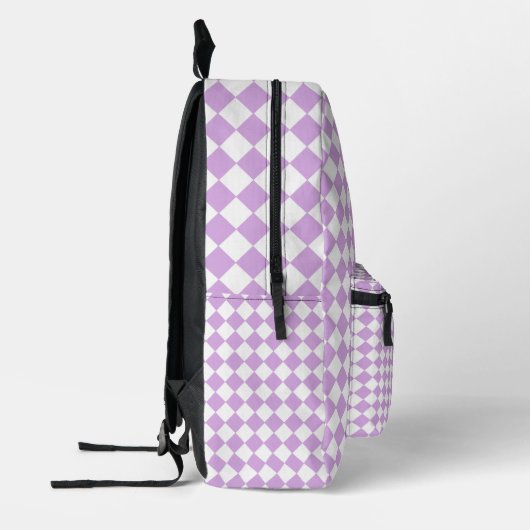 Sac À Dos Imprimé Motif de vérification violet et blanc (Gauche)