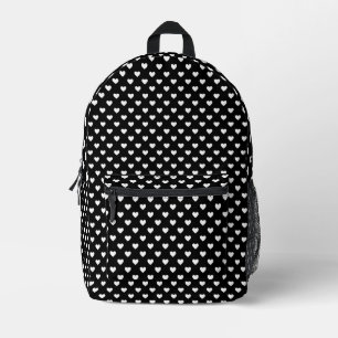 Sac À Dos Imprimé Motif des Coeurs Noir et Blanc