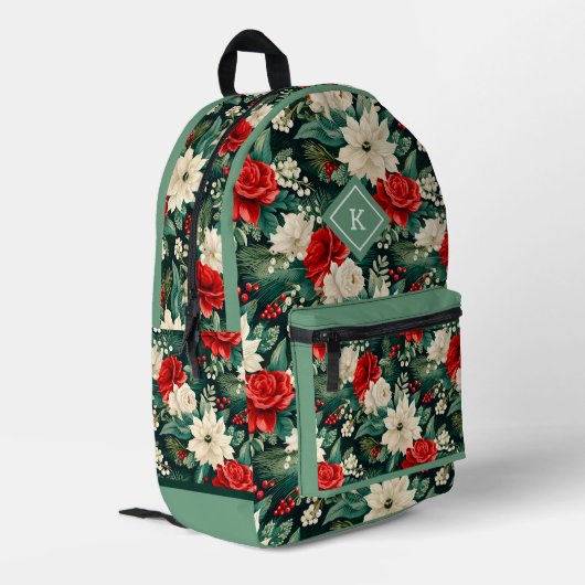 Sac À Dos Imprimé Motif des fleurs de Noël rouges et blanches (Coin arrière gauche)