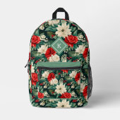 Sac À Dos Imprimé Motif des fleurs de Noël rouges et blanches (Recto)