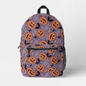 Sac À Dos Imprimé Motif d'Halloween violet Jack-O-lanterne (Recto)