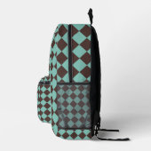 Sac À Dos Imprimé Motif diamant à carreaux brun sarcelle (Droite)