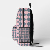 Sac À Dos Imprimé Motif diamant à carreaux gris rose (Droite)