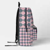 Sac À Dos Imprimé Motif diamant à carreaux gris rose (Gauche)