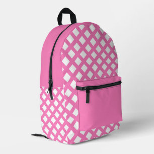 Sac À Dos Imprimé Motif diamant à carreaux rose blanc