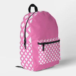 Sac À Dos Imprimé Motif diamant à carreaux rose blanc