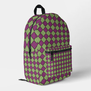 Sac À Dos Imprimé Motif diamant à carreaux vert et violet