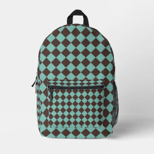 Sac À Dos Imprimé Motif diamant Brown Turquoise Checker 