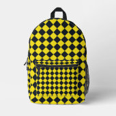 Sac À Dos Imprimé Motif diamant jaune de damier noir (Recto)