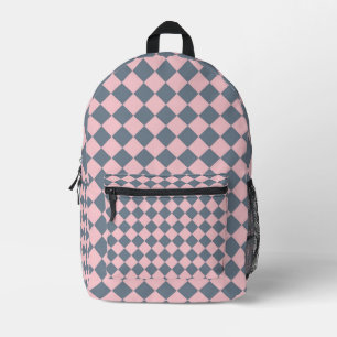 Sac À Dos Imprimé Motif diamant rose gris Checker